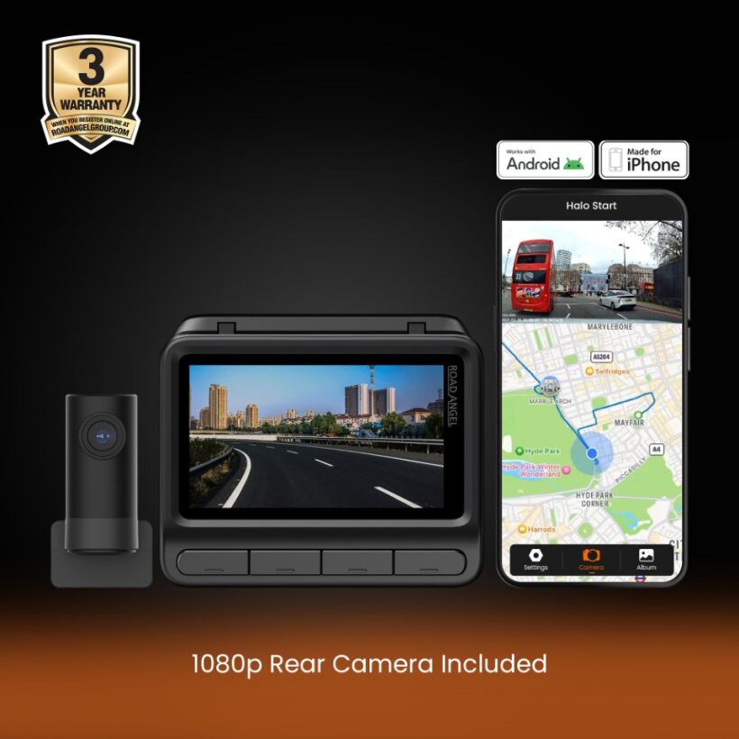 Haulage - Road Angel Halo Elite 4K (2160p) & 1K (1080p) Dual Dash Cam With Sony Starvis 2 Enhanced Night Vision Video Technology!- With 128GB SD Card & Hardwiring Kit Bundle