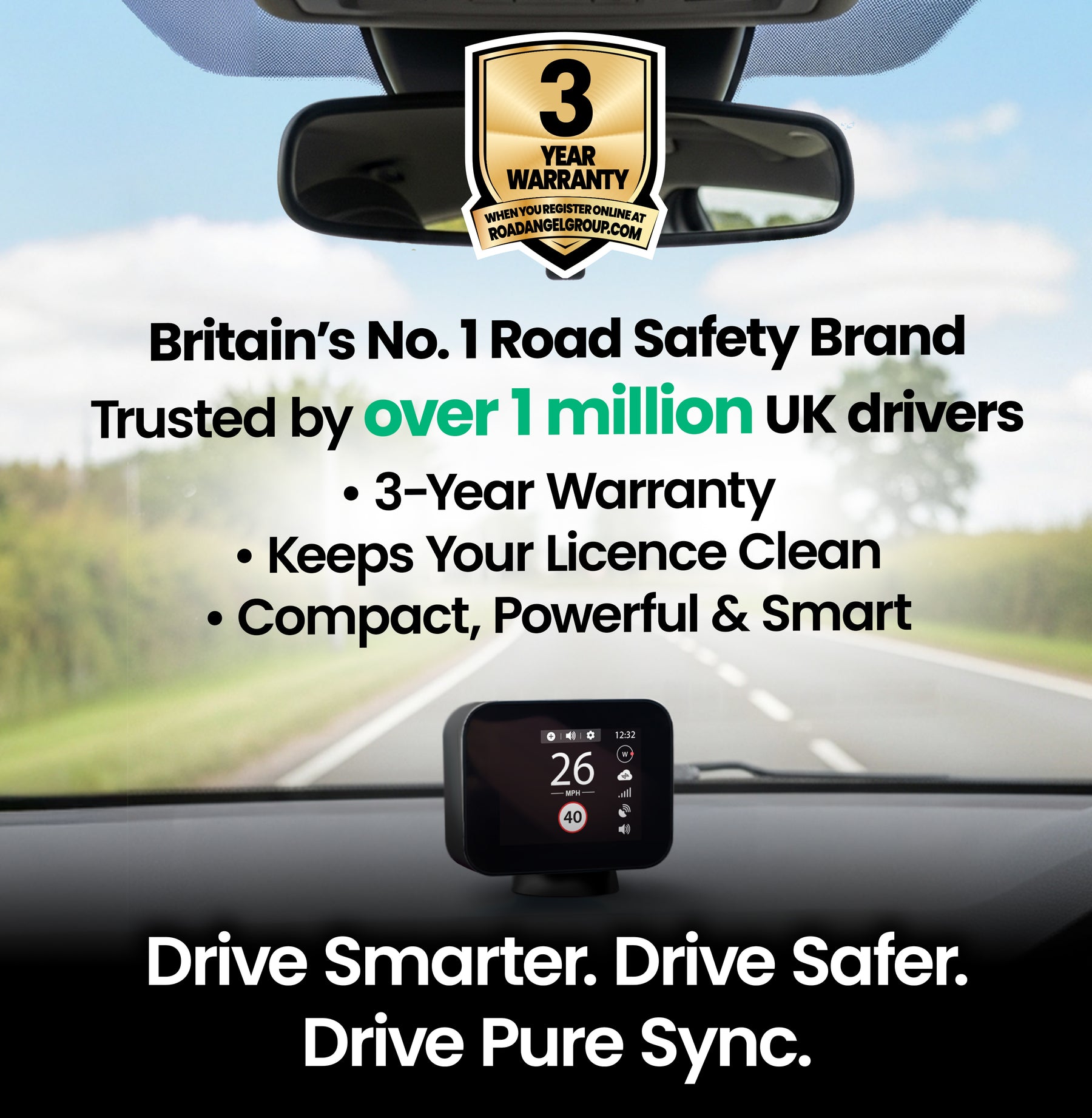 Pure Sync by Road Angel - Smart Road Safety & Camera Awareness Assistant