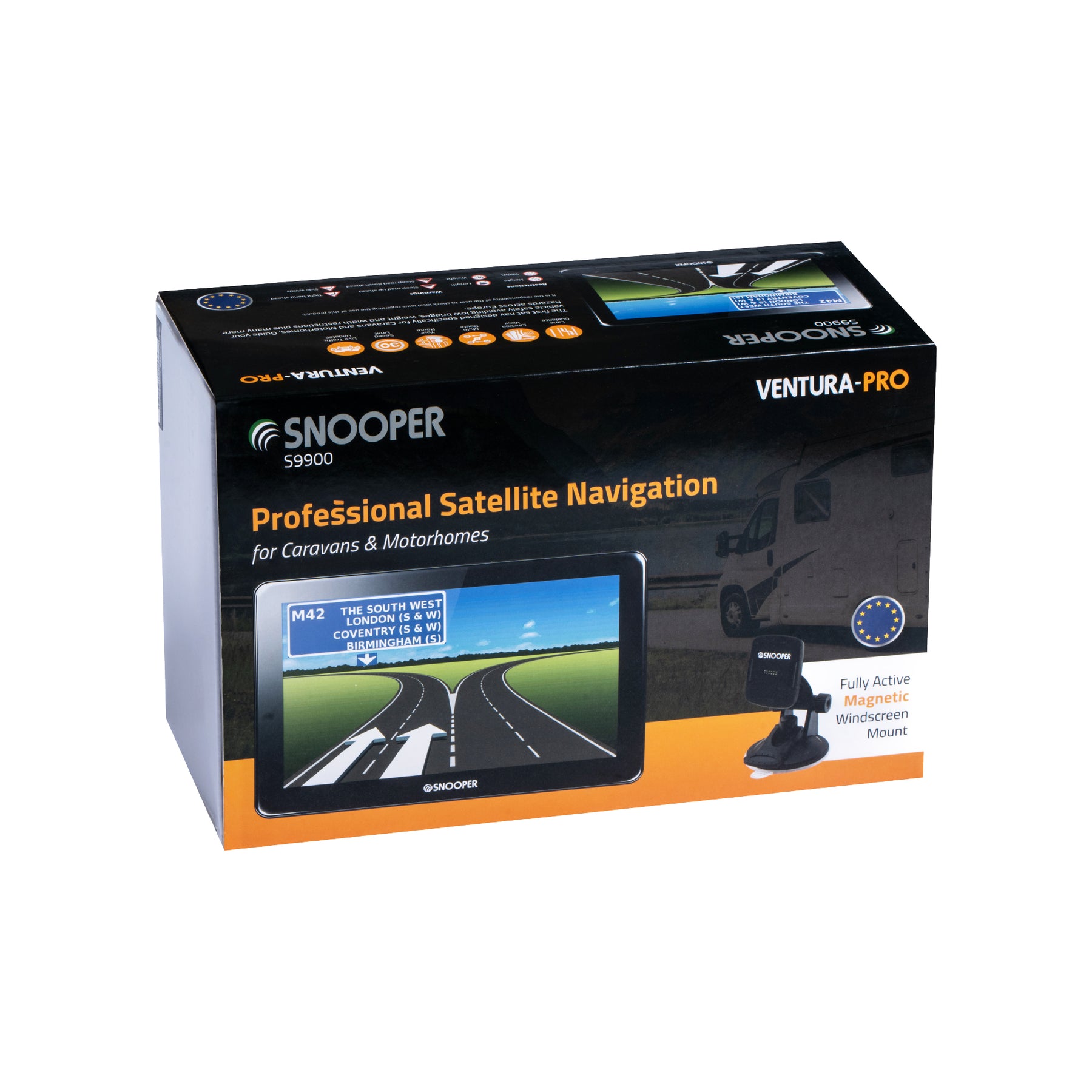 S9900-Pro Ventura (Caravan & Motorhome) Snooper S9900-Pro Ventura 9” Caravan & Motorhome Sat Nav – Vehicle-Specific Routing, Free Lifetime Maps, Traffic Alerts, Magnetic Mount